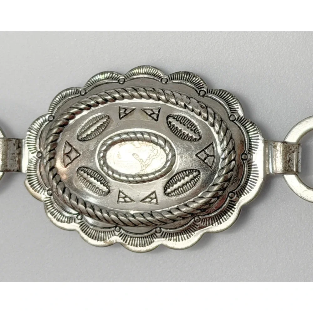 Sancrest Silver Tone Faux Turquoise Southwestern Concho Belt 32